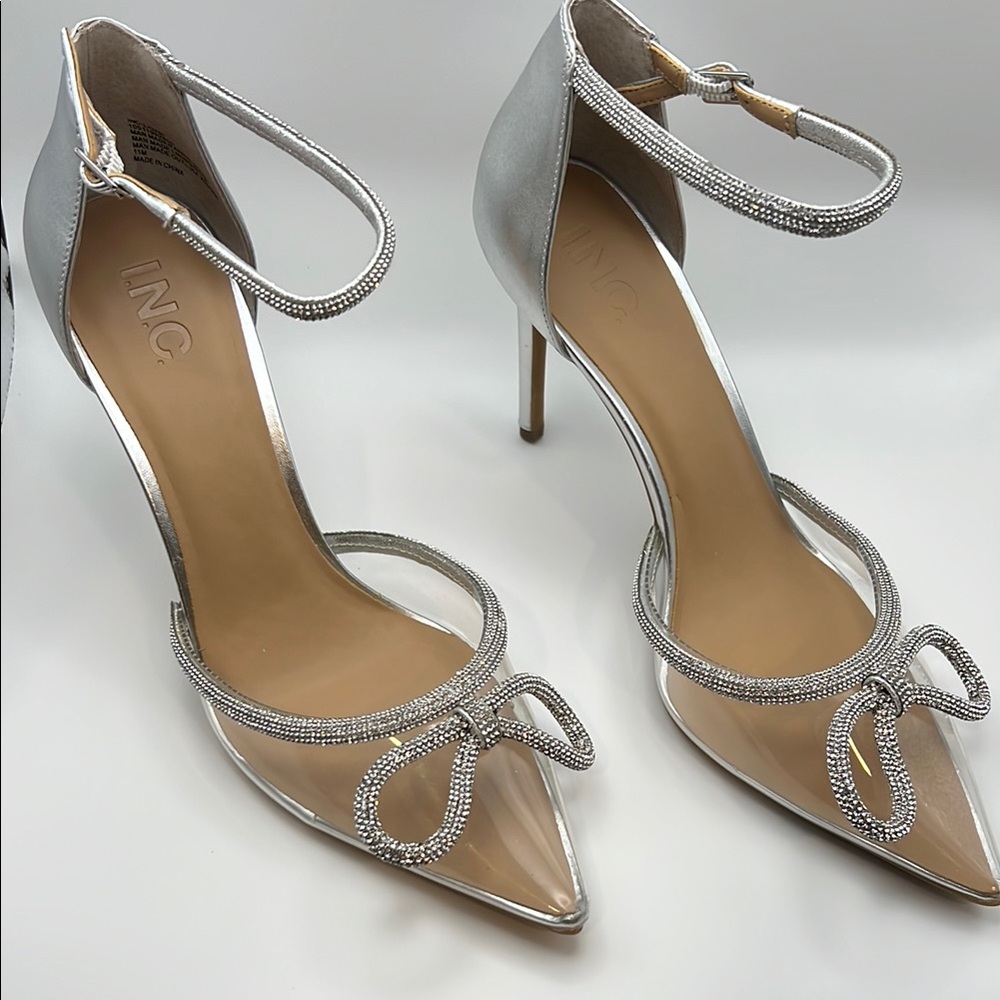 INC Silver Strappy Heels